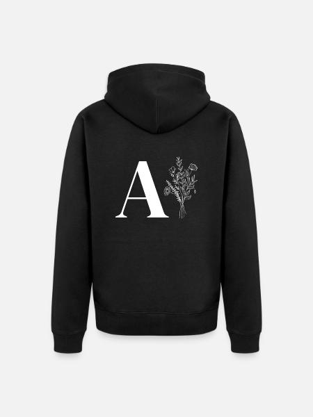 Minimalist Flower Bag - Unisex Premium Organic Zip Hoodie - black