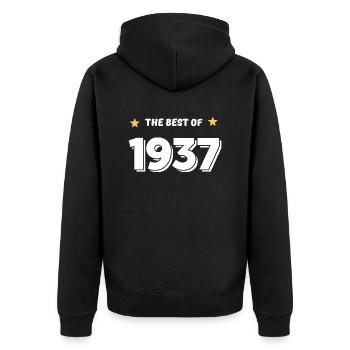 Best of 1937 - Unisex Premium Organic Zip Hoodie - black - Back - Nico (187cm)