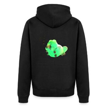 Kleine süße Raupe begrüßt den Sonnenaufgang mit ih - Unisex Premium Bio Zip Hoodie - Schwarz - Hinten - Nico (187cm)