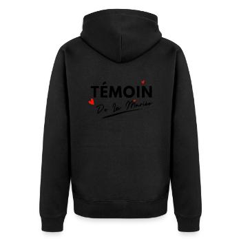 Brautzeuge Herzen - Brautgeschenk - Unisex Premium Bio Zip Hoodie - Schwarz - Hinten - Nico (187cm)