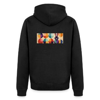 Osterhase No.10 - Unisex Premium Bio Zip Hoodie - Schwarz - Hinten - Nico (187cm)