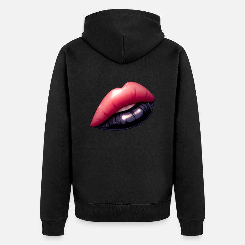 Black lips, mesmerizing charm. - Veste à capuche bio Premium Unisexe - noir