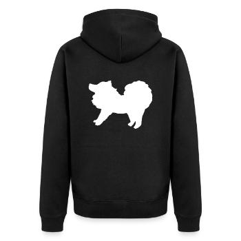 Spitz weiß - Unisex Premium Bio Zip Hoodie - Schwarz - Hinten - Nico (187cm)