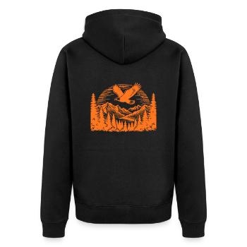 Berge-wilde Natur - Unisex Premium Bio Zip Hoodie - Schwarz - Hinten - Nico (187cm)