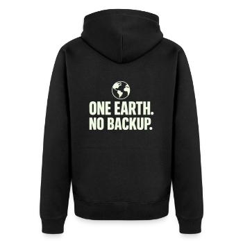 One Earth No Fuse - Unisex Premium Organic Zip Hoodie - black - Back - Nico (187cm)