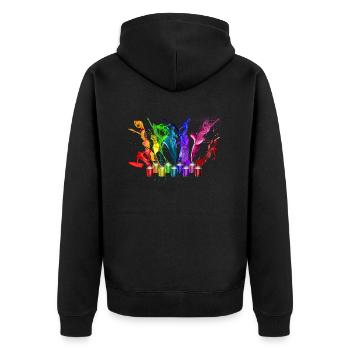 Danse de peintures - 9 couleurs - Veste à capuche bio Premium Unisexe - noir - Dos - Nico (187cm)