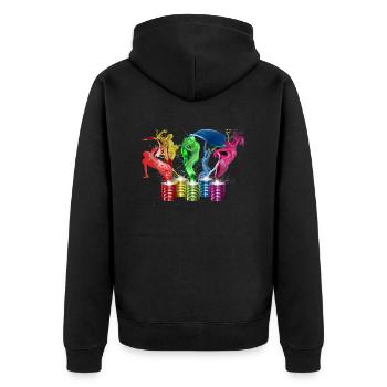 Danse de peintures - 5 couleurs - Veste à capuche bio Premium Unisexe - noir - Dos - Nico (187cm)