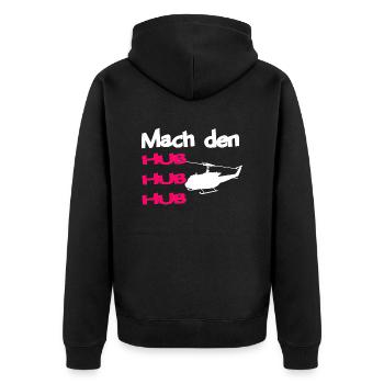 Mach den Hub Helikopter 117 - Unisex Premium Bio Zip Hoodie - Schwarz - Hinten - Nico (187cm)