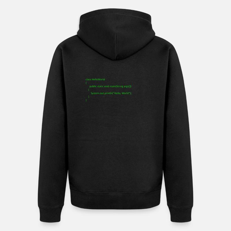 Java Hello World - Unisex Premium Bio Zip Hoodie - Schwarz