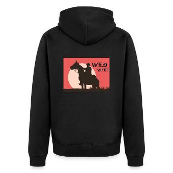 Wild West - Unisex Premium Bio Zip Hoodie - Schwarz - Hinten - Nico (187cm)