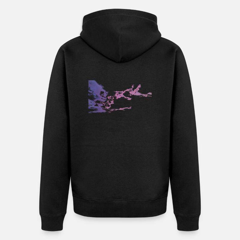 Nuages roses et violets - Veste à capuche bio Premium Unisexe - noir