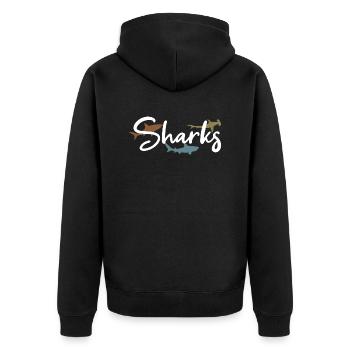 Haie - Unisex Premium Bio Zip Hoodie - Schwarz - Hinten - Nico (187cm)
