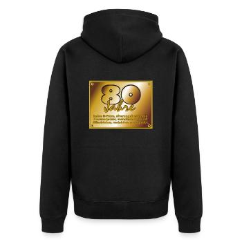 Geburtstag 80 Jahre - Messingschild - Unisex Premium Bio Zip Hoodie - Schwarz - Hinten - Nico (187cm)
