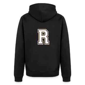 r - Unisex Premium Bio Zip Hoodie - Schwarz - Hinten - Nico (187cm)