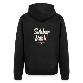 Subber Duebb! - Unisex Premium Bio Zip Hoodie - Schwarz - Hinten - Nico (187cm)