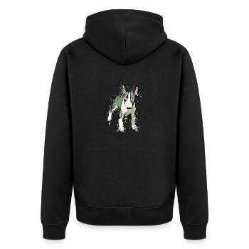 Miniature Bullterrier Comic - Veste à capuche bio Premium Unisexe - noir - Dos - Nico (187cm)