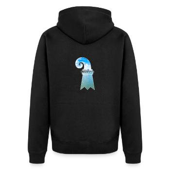 Baslerstab - Unisex Premium Bio Zip Hoodie - Schwarz - Hinten - Nico (187cm)