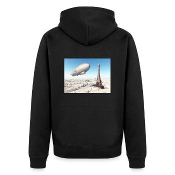 Zeppelin over the Eiffel Tower - Unisex Premium Organic Zip Hoodie - black - Back - Nico (187cm)