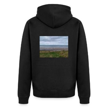 Nordsee - Unisex Premium Bio Zip Hoodie - Schwarz - Hinten - Nico (187cm)