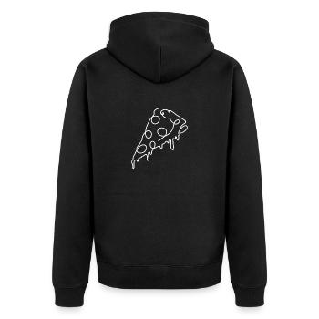 Pizza, lineart, restauration rapide, nourriture, fromage, cadeau - Veste à capuche bio Premium Unisexe - noir - Dos - Nico (187cm)