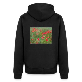 Poppy meadow - Unisex Premium Organic Zip Hoodie - black - Back - Nico (187cm)