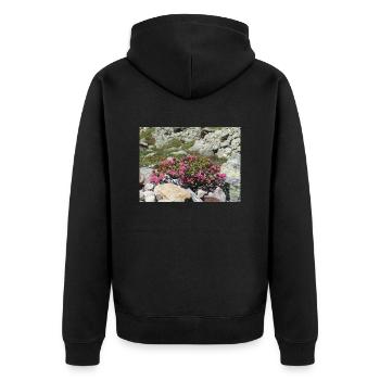 Alpine roses - Unisex Premium Organic Zip Hoodie - black - Back - Nico (187cm)