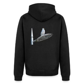 Seagull On A Lamp Post - Unisex Premium Organic Zip Hoodie - black - Back - Nico (187cm)