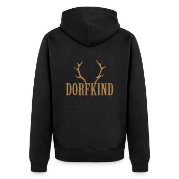 Dorfkind Reh Hirsch Geweih - Unisex Premium Bio Zip Hoodie - Schwarz - Hinten - Nico (187cm)