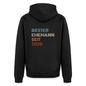 Bester Ehemann Seit 2020 Geschenk Liebe Mann Best - Unisex Premium Bio Zip Hoodie - Schwarz - Hinten - Nico (187cm)