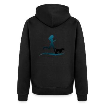 Canicross women - Unisex Premium Bio Zip Hoodie - Schwarz - Hinten - Nico (187cm)