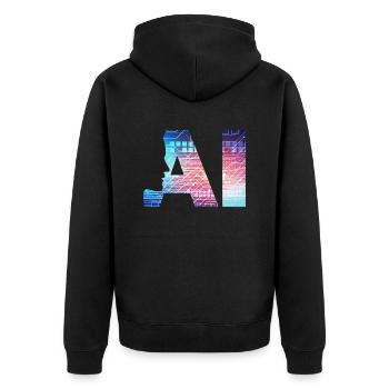 Artificial Intelligence - Unisex Premium Organic Zip Hoodie - black - Back - Nico (187cm)