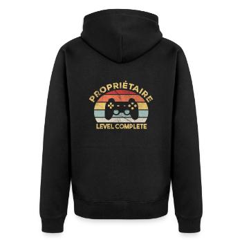 Drôle de cadeau d’acheteur de maison de propriétaire - Veste à capuche bio Premium Unisexe - noir - Dos - Nico (187cm)