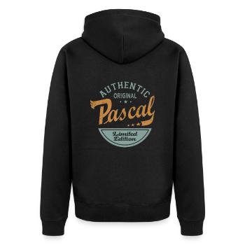 Pascal Vorname Geschenk Personalisiertes T-Shirt Pascal - Unisex Premium Bio Zip Hoodie - Schwarz - Hinten - Nico (187cm)