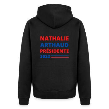 NATHALIE ARTHAUD PRESIDENTE 2022 - Veste à capuche bio Premium Unisexe - noir - Dos - Nico (187cm)
