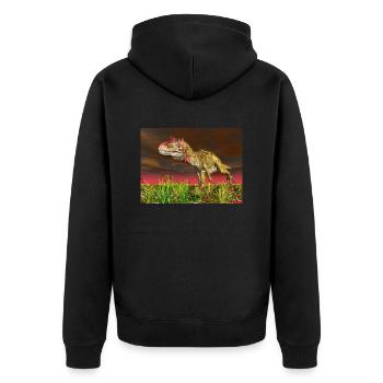 Dinosaurier Cryolophosaurus - Unisex Premium Bio Zip Hoodie - Schwarz - Hinten - Nico (187cm)