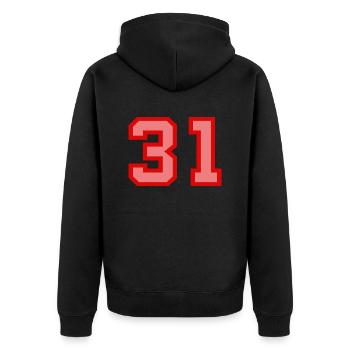 Cool Retro Retrostyle Jersey Number Back Number - Unisex Premium Organic Zip Hoodie - black - Back - Nico (187cm)