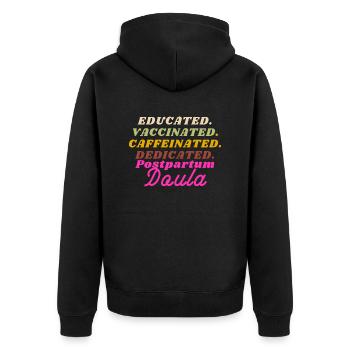 Labor Coach Birthing Coach Postpartum Doula Gift - Unisex Premium Organic Zip Hoodie - black - Back - Nico (187cm)