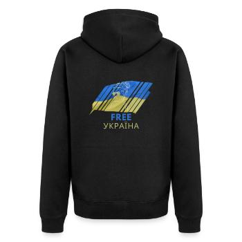 Free Україна T-Shirt Ukraine Flagge Frau Geschenk - Unisex Premium Bio Zip Hoodie - Schwarz - Hinten - Nico (187cm)