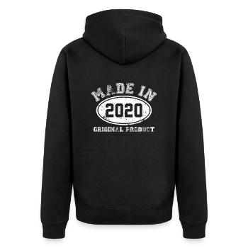 made in 2020 Original product - anniversaire - Veste à capuche bio Premium Unisexe - noir - Dos - Nico (187cm)