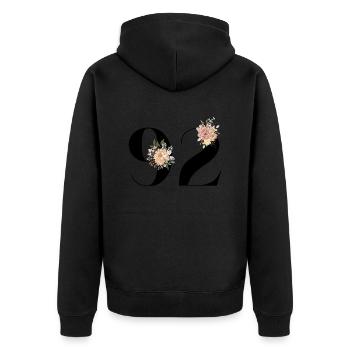 92nd Anniversary Flowers (Gift of 92 years) - Unisex Premium Organic Zip Hoodie - black - Back - Nico (187cm)