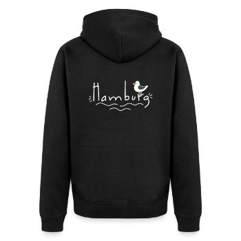 Hambourg à la mouette - Veste à capuche bio Premium Unisexe - noir - Dos - Nico (187cm)