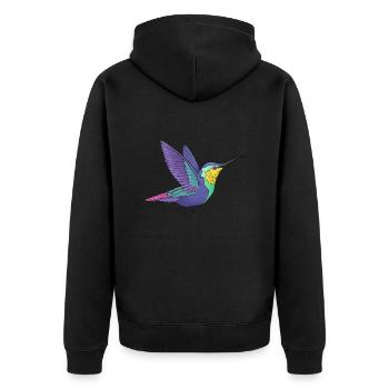 Kolibri - Unisex Premium Bio Zip Hoodie - Schwarz - Hinten - Nico (187cm)