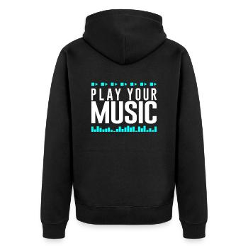 Spiel deine Musik, Play your Music - Unisex Premium Bio Zip Hoodie - Schwarz - Hinten - Nico (187cm)