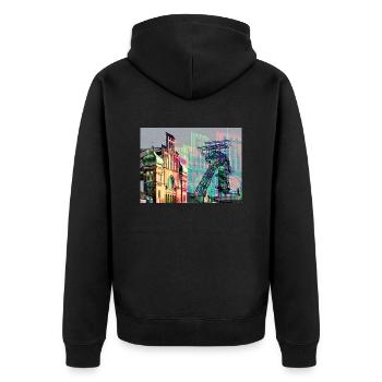 Industriekultur im Ruhrgebiet, Zeche, Bergbau - Unisex Premium Bio Zip Hoodie - Schwarz - Hinten - Nico (187cm)