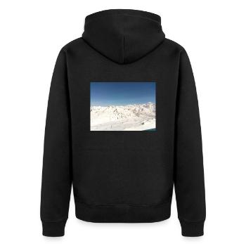 Streetwear BLUE SKY - Unisex Premium Organic Zip Hoodie - black - Back - Nico (187cm)