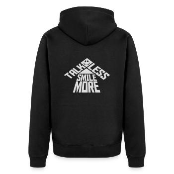 talk less smile more - Unisex Premium Organic Zip Hoodie - black - Back - Nico (187cm)