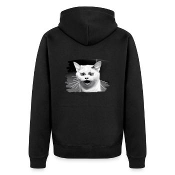 Cracy cat 7 - Unisex Premium Bio Zip Hoodie - Schwarz - Hinten - Nico (187cm)