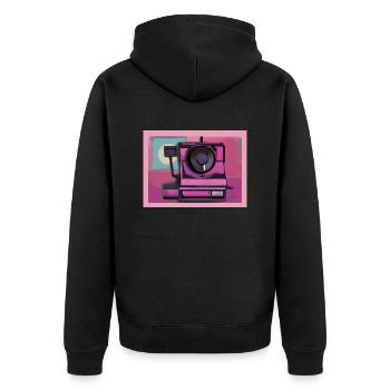 Retro Instant Camera - Vintage AI Art - Unisex Premium Organic Zip Hoodie - black - Back - Nico (187cm)