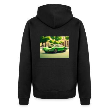 Sports car 80s green - Unisex Premium Organic Zip Hoodie - black - Back - Nico (187cm)