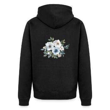 Blumen Rosen Aquarell - Unisex Premium Bio Zip Hoodie - Schwarz - Hinten - Nico (187cm)